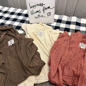 Pink Republic Women's Cardigan Set - Brown, Cream, Pink